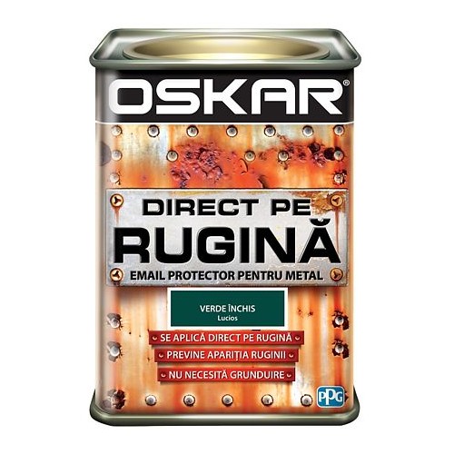 Vopsea alchidica Direct pe rugina Oskar, interior / exterior, verde inchis lucios, 0.5 L