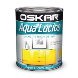 Vopsea email pe baza de apa Oskar Aqua Lucios, Galben Impuls, 0.6 l