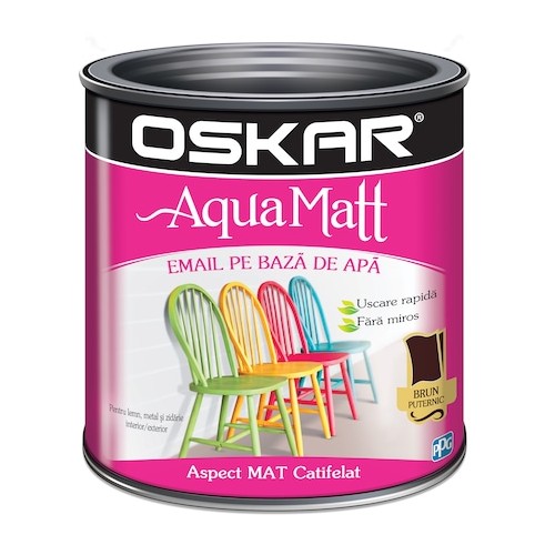Water-based enamel paint Oskar Aqua Matt, Strong brown, 0.6 l