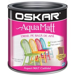Vopsea email pe baza de apa Oskar Aqua Matt, Cafeniu distins, 0.6 L