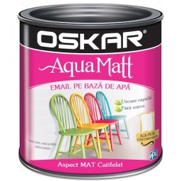 Vopsea email pe baza de apa Oskar Aqua Matt, Alb contemporan, 2.5 L
